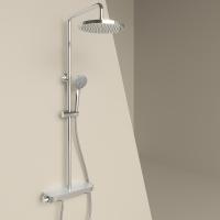 Душевая система со смесителем и полкой Sancos Teo SC11002CH монтаж настенная с термостатом хром