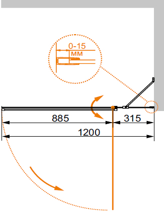 Шторка для ванны распашная  Cezares Eco ECO-O-V-11-120/140-P-Cr-R 120 см, стекла рифленые, профиль хром