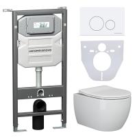 Комплект инсталляции с подвесным унитазом Ceramica Nova Play CN3001_1001W_1000 крышка-сиденье в комплекте быстросъемное с микролифтом, клавиша смыва в комплекте белая