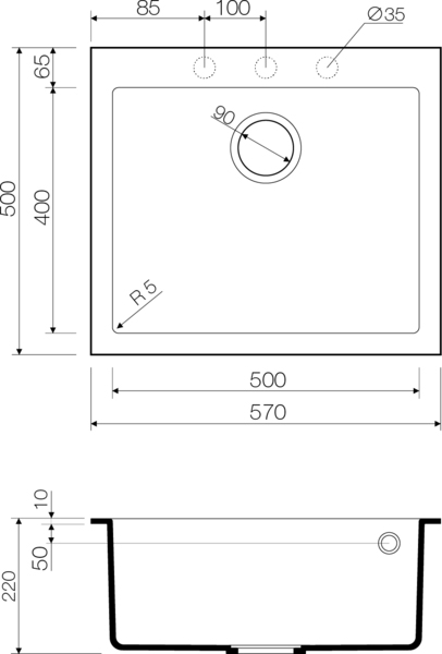 Кухонная мойка прямоугольная Omoikiri Bosen 4993244 встраиваемая сверху бежевый