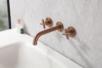 Смеситель для умывальника двухвентильный Abber Wasser Kreis AF81121MRG встраиваемый в стену матовое розовое золото без донного клапана