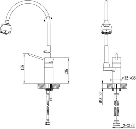 Смеситель для кухни Timo Saona 2308Fchrome без подключения к фильтру хром
