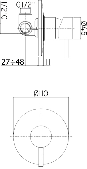 Смеситель для душа Paffoni Light LIG011BO встраиваемый в стену 
без термостата 
