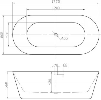 Акриловая ванна BelBagno  BB306-1775 177.5x80.5