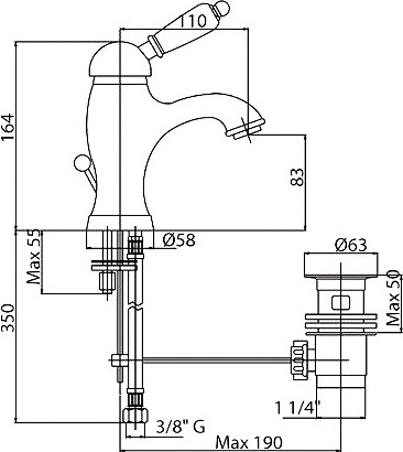 Смеситель для раковины Cezares Vintage VINTAGE-LSM1-03/24-Sw 