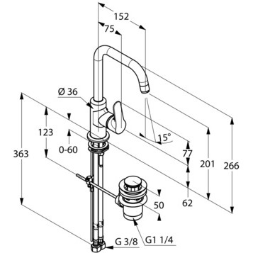 Смеситель для раковины Kludi Objekta 320230575 хром