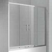 Шторка для ванны раздвижная  Cezares Eco ECO-O-VF-2-170/145-C-Cr 170 см, стекла прозрачные, профиль хром