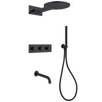 Душевая система со смесителем Abber Kreis AF8150B монтаж встраиваемая в стену без термостата черный матовый