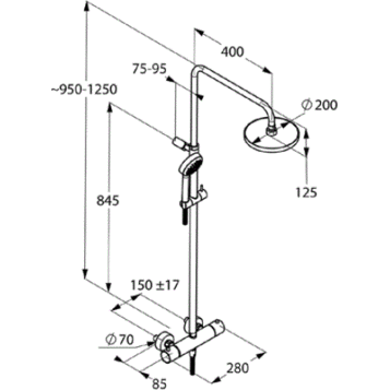 Душевая система со смесителем Kludi Logo 6809205-00 монтаж настенная с термостатом хром