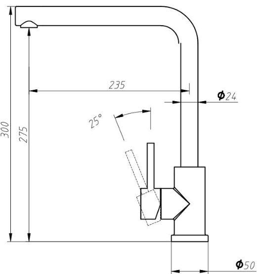 Смеситель для кухни Aquanet Steel AF211-41S без подключения к фильтру сталь