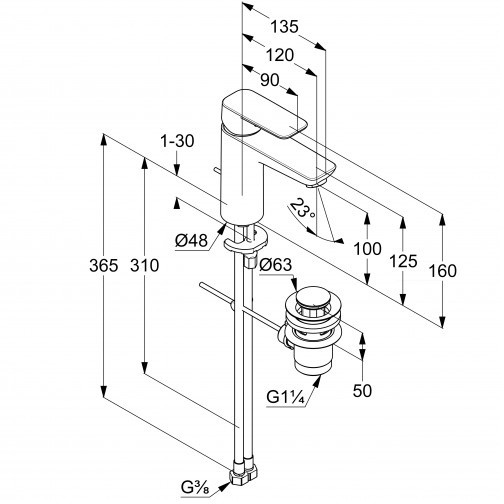 Смеситель для раковины Kludi Pure&Style 402903975 черный