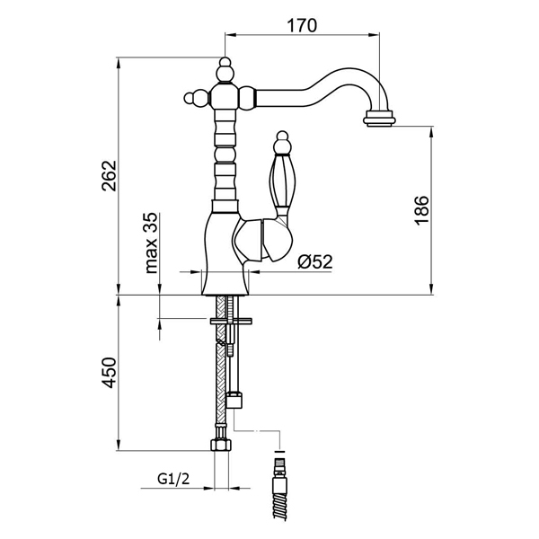 Смеситель для раковины Webert Alexandra AL831802065 бронза