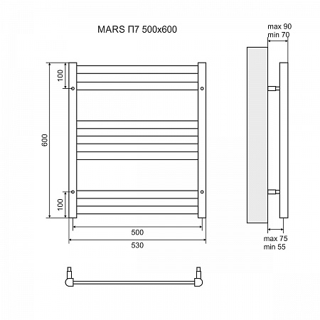 Полотенцесушитель водяной Lemark Mars П7  50x60 LM35607 хром