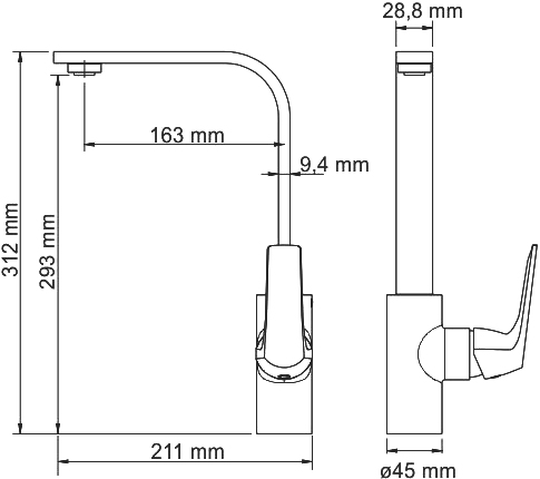 Смеситель для кухни Wasserkraft Neime 1907 без подключения к фильтру хром