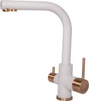 Смеситель для кухни Paulmark Essen Es213011-431BR с подключением к фильтру белый/бронза