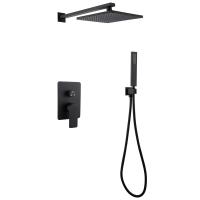 Душевая система со смесителем Abber Weiss Insel AF8018B монтаж встраиваемая в стену без термостата черный матовый