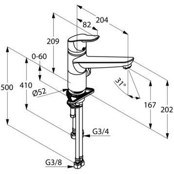 Смеситель для кухни Kludi Objekta 325770575 без подключения к фильтру хром