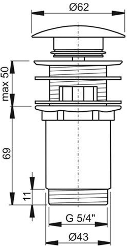 Донный клапан с переливом Ravak X01748 латунь черный матовый