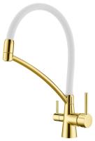 Смеситель для кухни Paulmark Siegen Si213111-GW с подключением к фильтру золото/белый