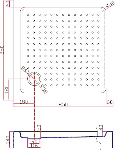 Душевой поддон низкий Cezares Tray TRAY-A-A-85-15-W квадратная  акрил 85x85 белый