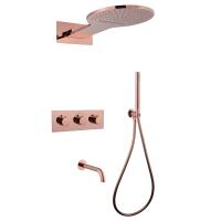 Душевая система со смесителем Abber Wasser Kreis AF8150RG монтаж встраиваемая в стену с термостатом розовое золото
