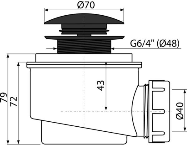 Сифон для душевого поддона click/clack, арт. A465BLACK-50, латунь пластик