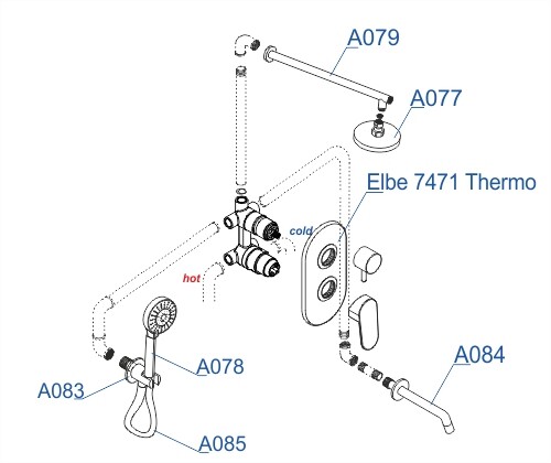 Душевая система со смесителем Wasserkraft  A177471 монтаж встраиваемая в стену без термостата черный