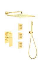 Душевая система со смесителем Webert Pegaso PE890104010 монтаж встраиваемая в стену без термостата золото