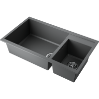 Кухонная мойка прямоугольная Omoikiri Tedori 86-2-LB 4993939 встраиваемая сверху темно-серый матовый