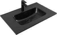Раковина мебельная прямоугольная Aquanet Flat 00329254 керамика цвет черный матовый