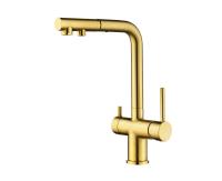 Смеситель для кухни Paulmark SERPENTINE Se213222-BG с подключением к фильтру брашированное золото
