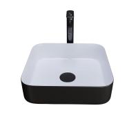 Раковина  квадратная  Grossman Color GR-4042BW фаянс цвет черно-белый