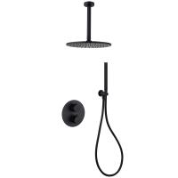 Душевая система со смесителем Abber Kreis AF8121B монтаж встраиваемая в стену без термостата черный матовый
