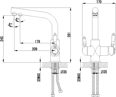 Смеситель для кухни Lemark Villa LM4861B с подключением к фильтру бронза