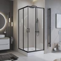 Душевой угол BelBagno Uno UNO-195-A-2-100-C-NERO квадратный 100x100 стекла прозрачные, профиль черный