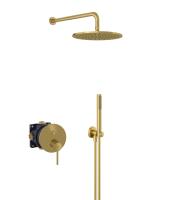 Душевая система со смесителем Kludi Bozz 38658N076 монтаж встраиваемая в стену без термостата брашированное золото
