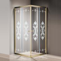 Душевой угол Cezares Giubileo GIUBILEO-A-2-100-SCORREVOLE-CP-G квадратная   стекла прозрачные с узором, профиль золото