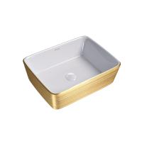 Раковина  прямоугольная Grossman Color GR-3016GW фаянс цвет белый-золото