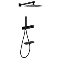 Душевая система со смесителем Abber Rund AF8750B монтаж встраиваемая в стену с термостатом черный матовый