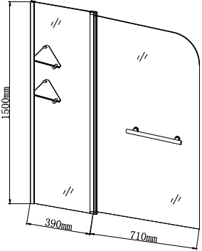 Шторка для ванны распашная  Grossman  GR-101/1 110 см, стекла прозрачные, профиль хром