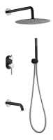 Душевая система со смесителем Boheme Uno 464-2-BCR монтаж встраиваемая в стену без термостата Black/Chrome