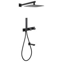 Душевая система со смесителем Abber Rund AF8717B монтаж настенная без термостата черный матовый