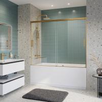 Шторка для ванны раздвижная  Cezares Tandem Soft TANDEM-SOFT-VF-2-180/145-C-BORO-IV 180 см, стекла прозрачные, профиль матовое золото
