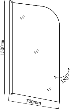 Шторка для ванны распашная  Grossman  GR-100/1 70 см, стекла прозрачные, профиль хром