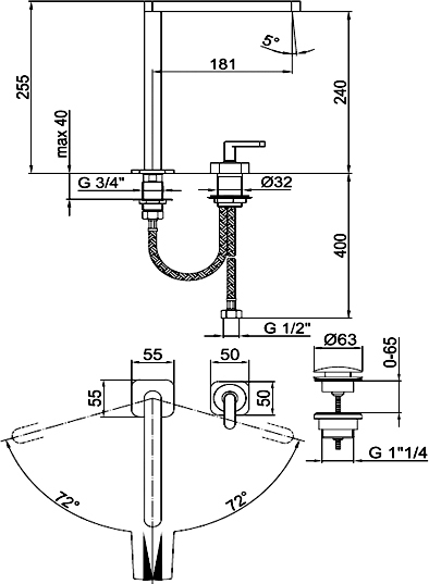 Смеситель для раковины Webert Living LV830702015 хром