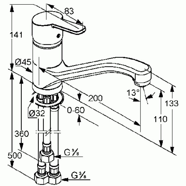 Смеситель для кухни Kludi Logo Neo 379190575 без подключения к фильтру хром