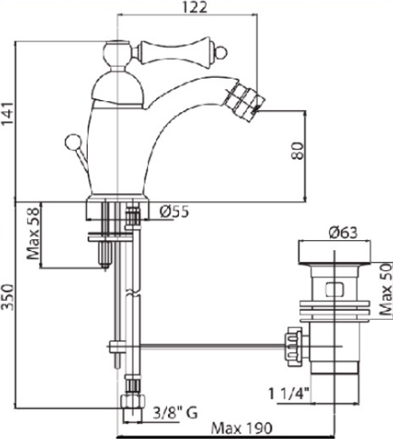 Смеситель для биде Cezares Margot MARGOT-BSM1-BLC латунь 