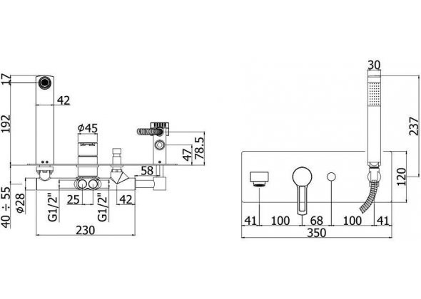 Смеситель для ванны или душа Paffoni Ringo RIN001NO встраиваемый в стену 
без термостата 