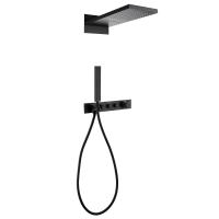 Душевая система со смесителем Abber Rund AF8752B монтаж встраиваемая в стену с термостатом черный матовый