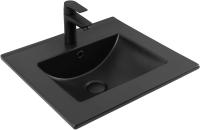 Раковина мебельная квадратная  Aquanet Flat 00329252 керамика цвет черный матовый